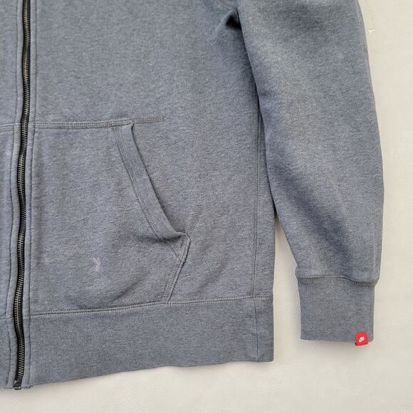 Nike Hoodie Mens Medium Gray Tech Fleece Swoosh Full Zip Sweatshirt - Picture 3 of 16